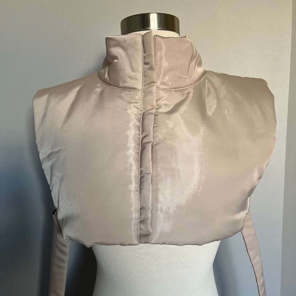 COS Padded Puffer Mock Neck Cropped Vest Insert Scarf Pink Layer underneath coat
